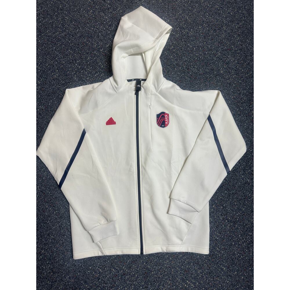 Large Adidas St Louis City SC Mens White Anthem Medium Weight Jacket